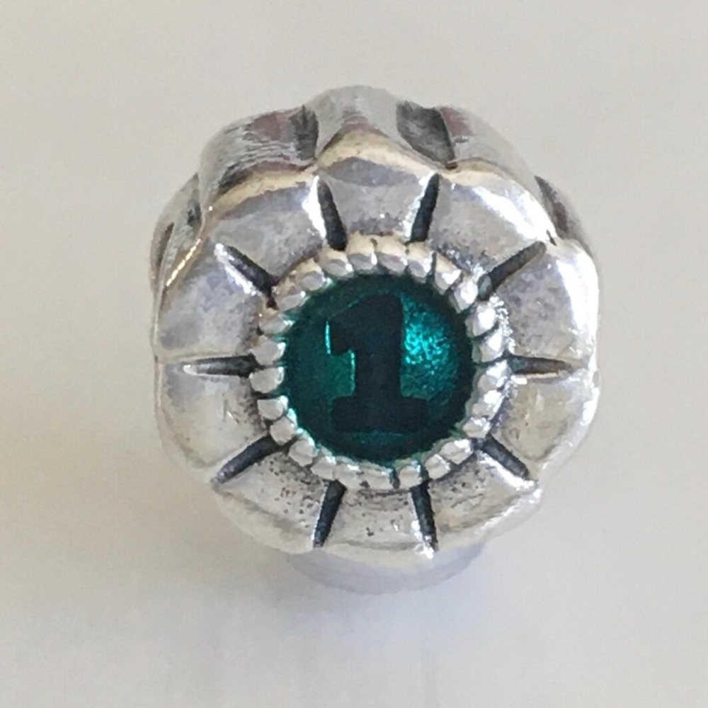 RARE Pandora Blue Ribbon #1 Enamel Charm, 925
